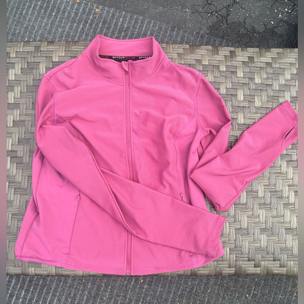 Spyder Active Pink Zip-Up Jacket Athletic Large